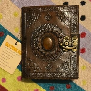 ♥️BUY 2 GET 1 FREE  Earthbound Embossed Leather God's Eye Journal w/ Brass Clasp